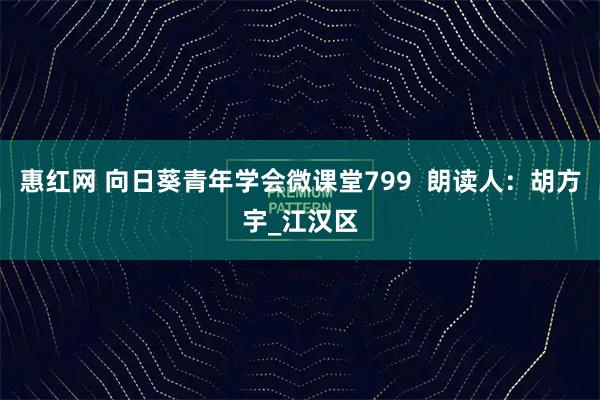 惠红网 向日葵青年学会微课堂799  朗读人：胡方宇_江汉区